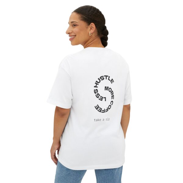 Unisex Oversized Boxy Tee - Progress Over Perfection + Hustle More Coffee, Casual Shirt, Gift for Her, Inspirational Tee, Motivational Top - Image 4