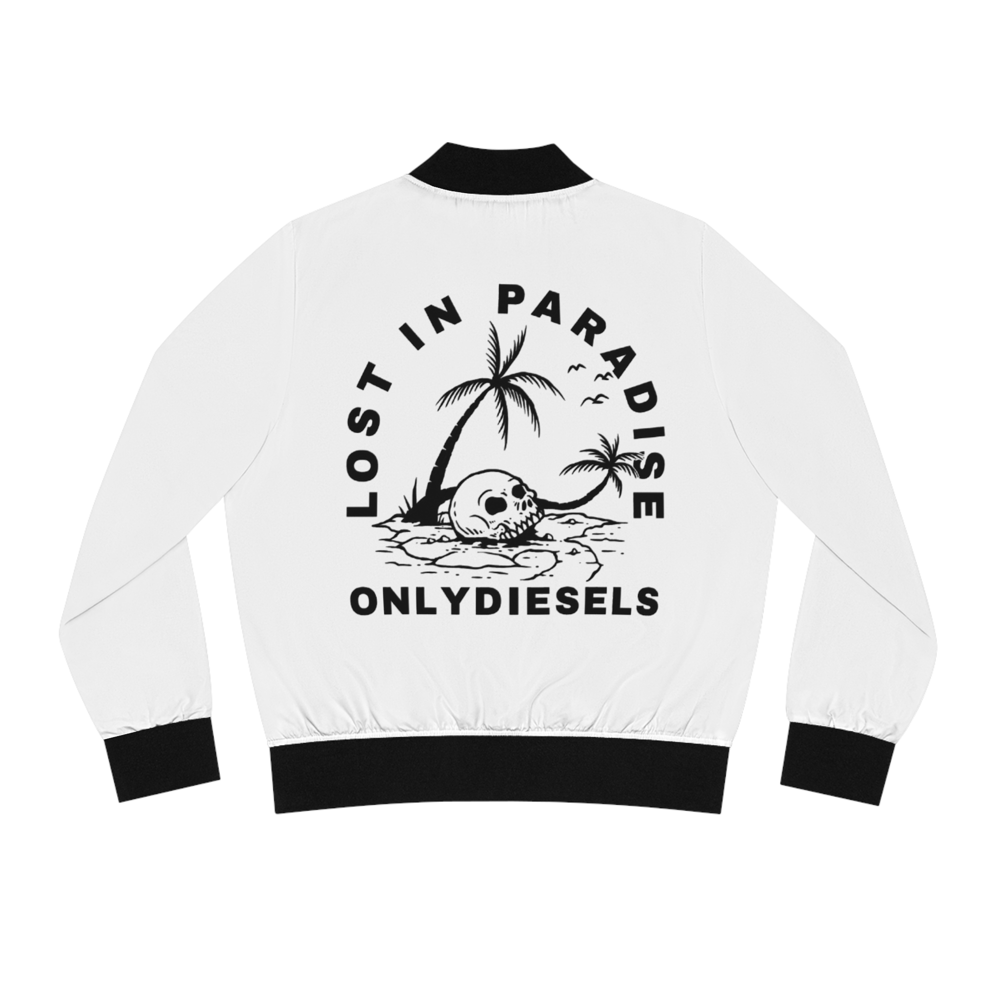Lost in Paradise Bomber Jacket — 'ONLYDIESELS' Skull Palm Graphic - Image 2