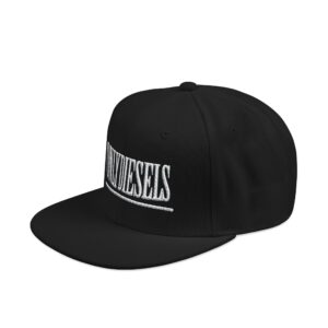 Embroidered Snapback Cap — Retro Distressed Wordmark