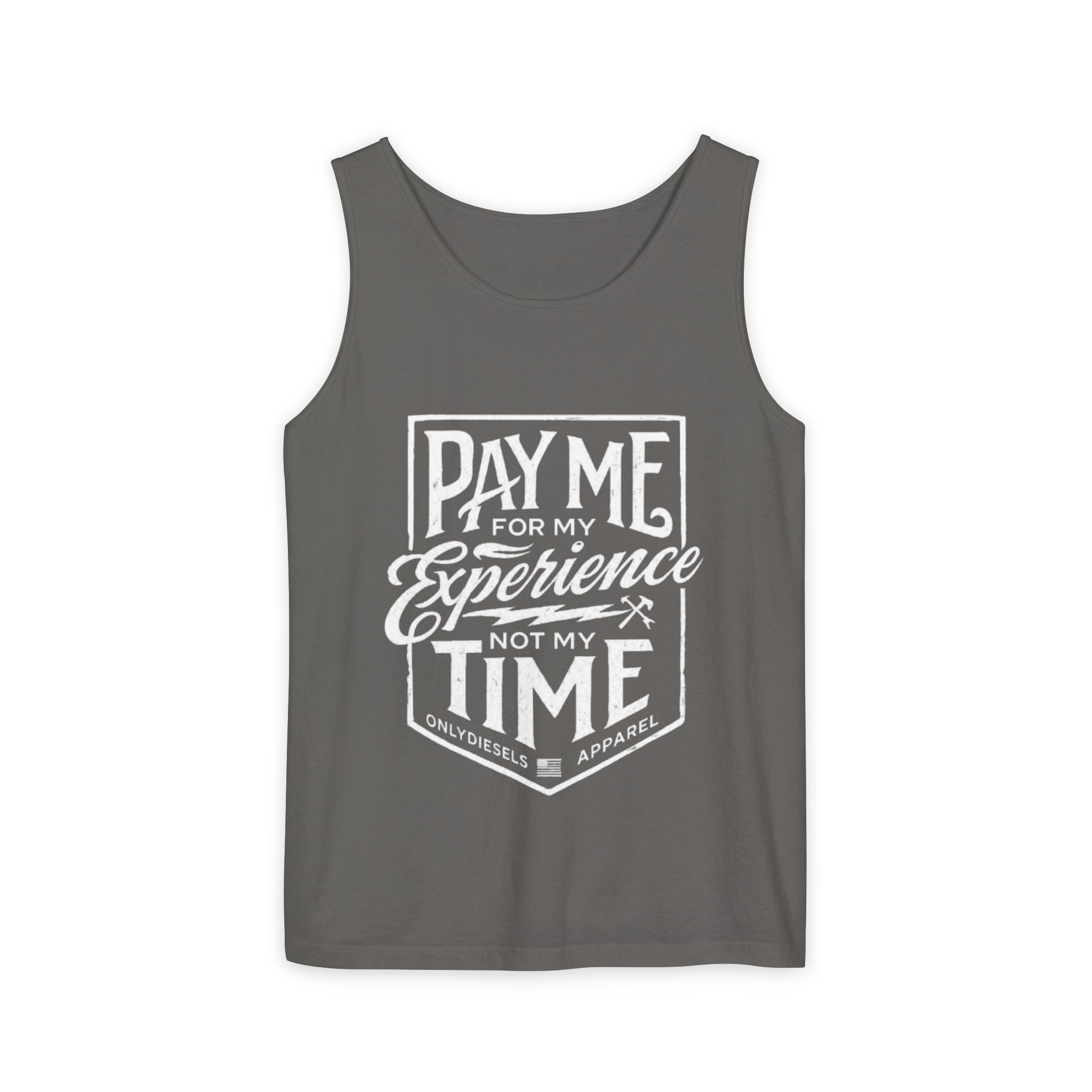Pay Me For My Experience Tank Top — Funny Work Quote Sleeveless Tee - Image 4
