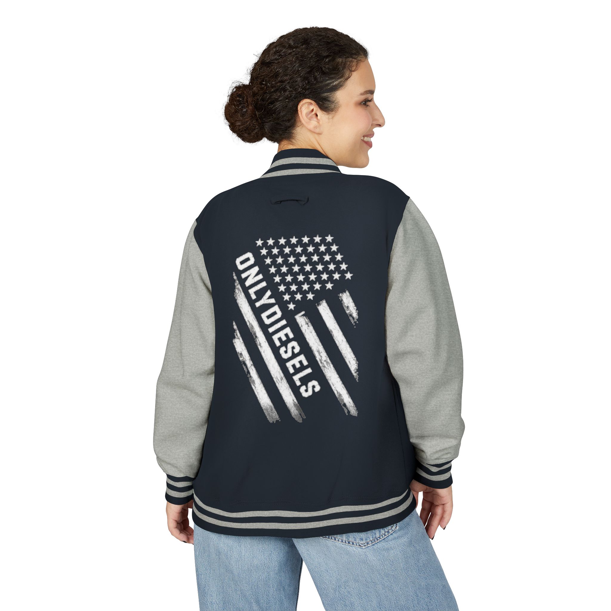 Letterman Jacket — "Only Diesels" American Flag Design - Image 16