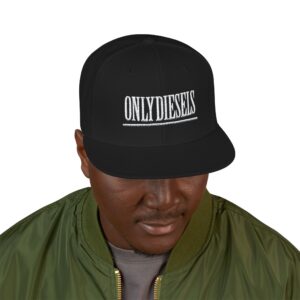 Embroidered Snapback Cap — Retro Distressed Wordmark