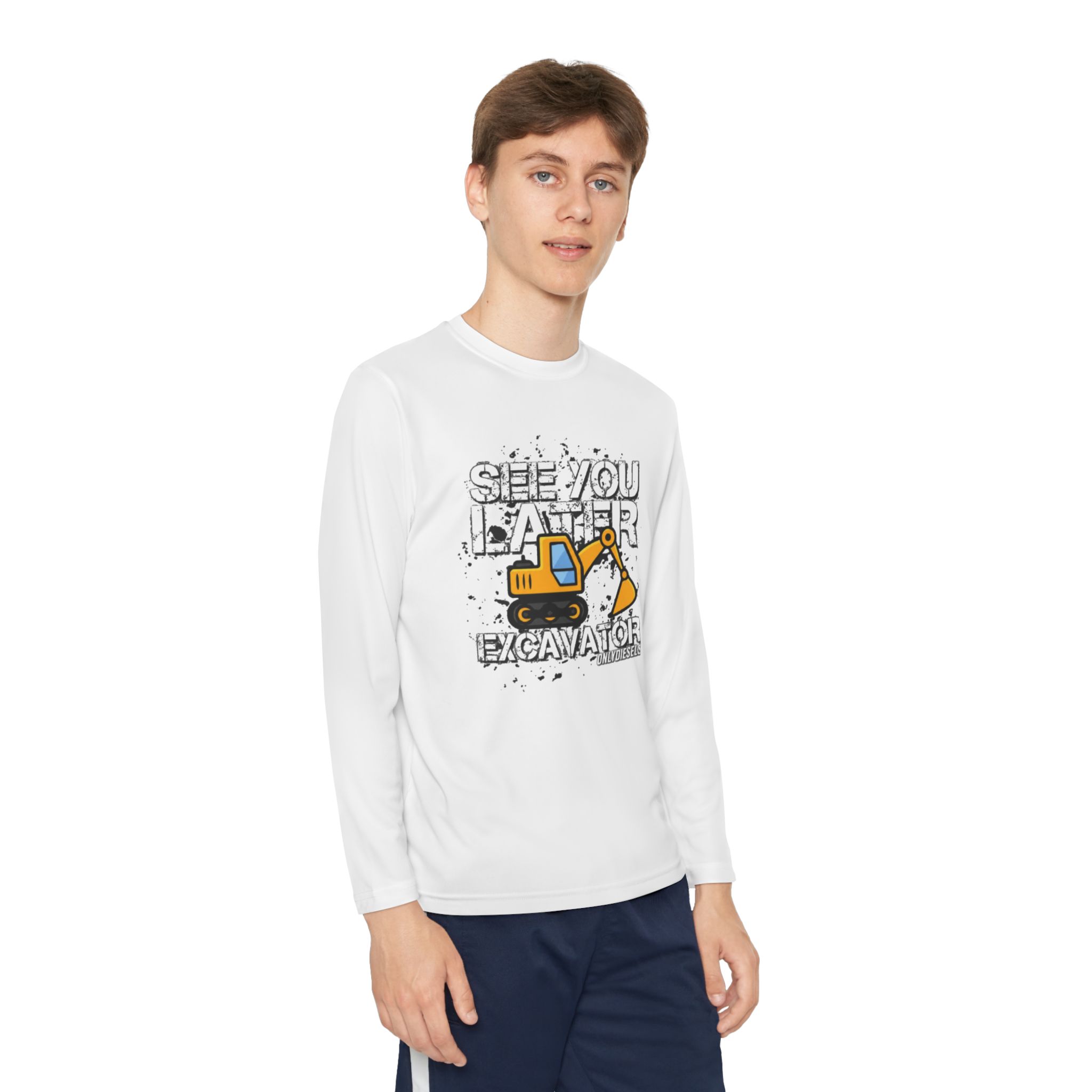 Youth Long Sleeve Tee — "See You Later Excavator" Construction Shirt - Image 3