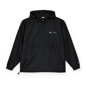 Packable Anorak Jacket — Subtle Blue Pixel Logo Windbreaker