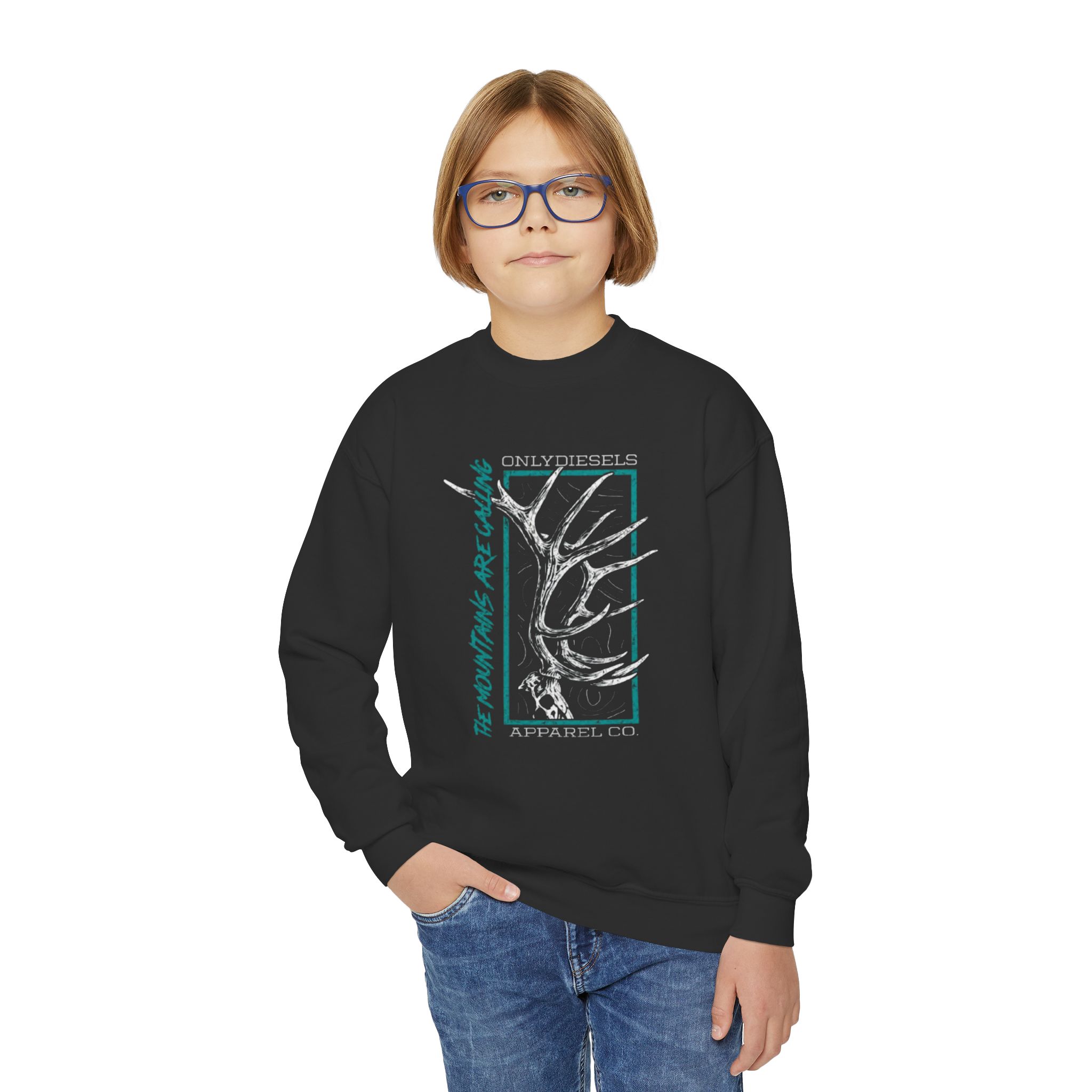Youth Crewneck Sweatshirt — Retro Antler Graphic Pullover - Image 3