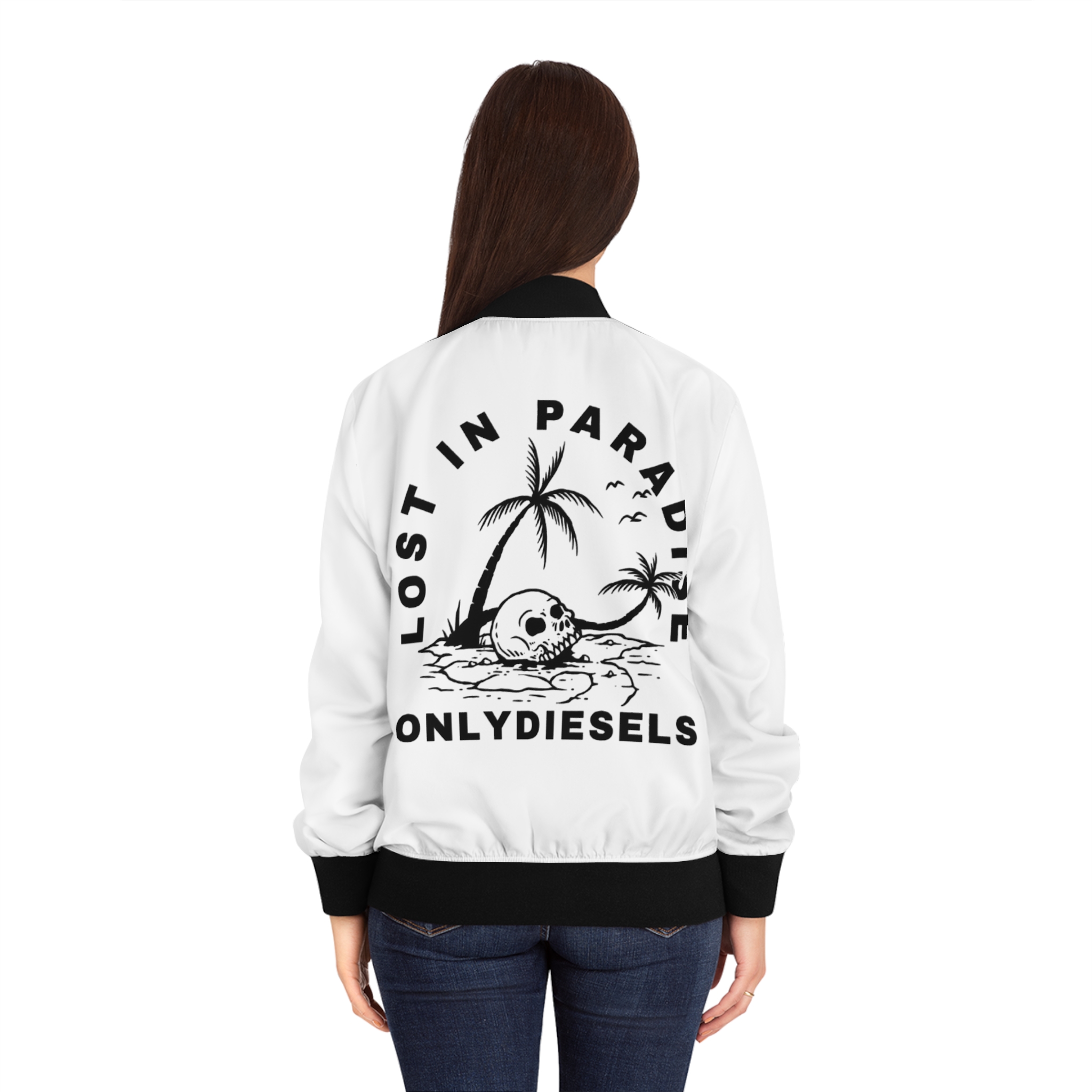 Lost in Paradise Bomber Jacket — 'ONLYDIESELS' Skull Palm Graphic - Image 4