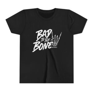 Bad to the Bone Youth Tee — Skeleton Hand Rock Graphic Shirt
