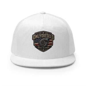 Trucker Cap with Leather Patch — ‘Only Diesels’ American Flag Patch
