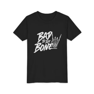 Bad to the Bone Youth Tee — Skeleton Hand Rock Graphic Shirt