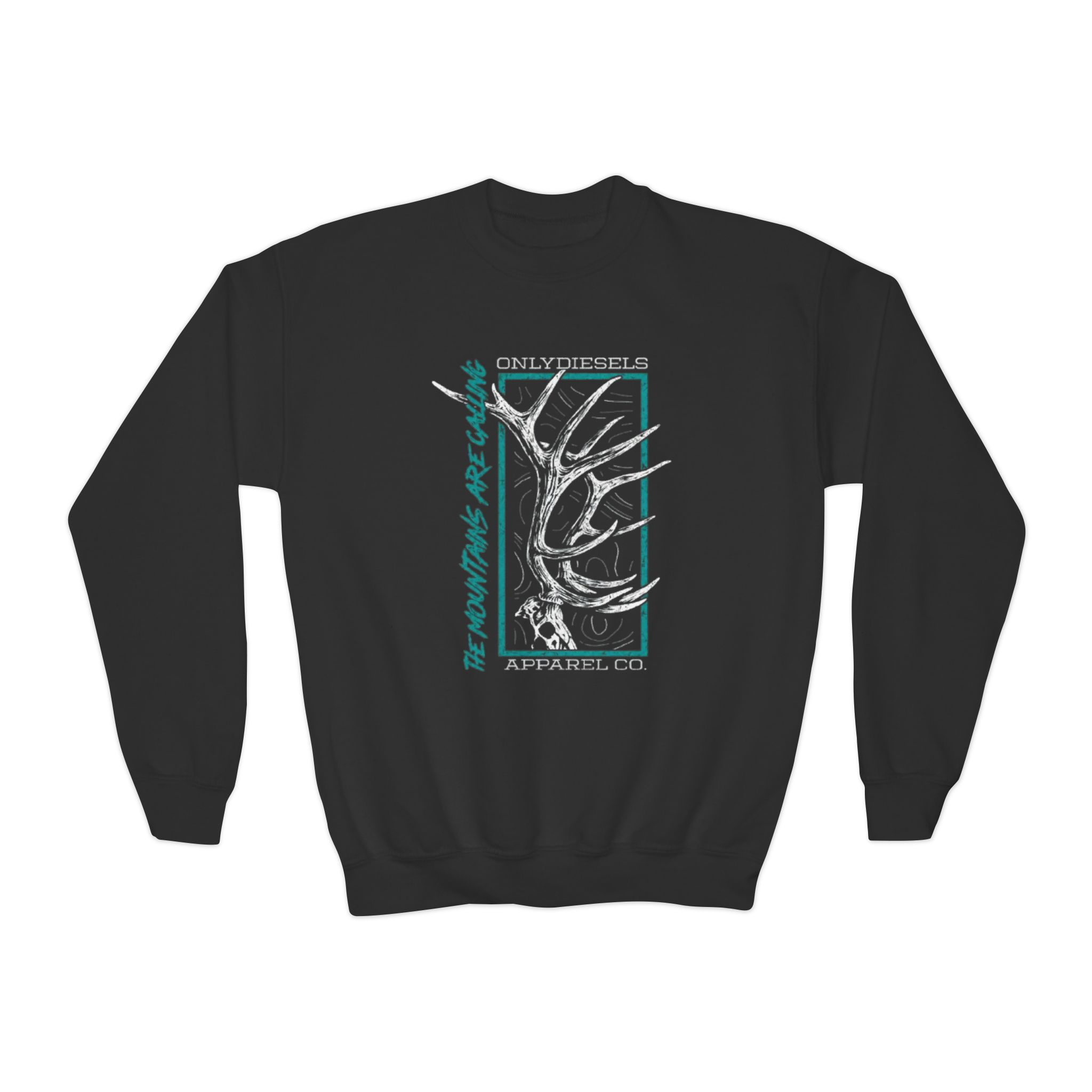 Youth Crewneck Sweatshirt — Retro Antler Graphic Pullover