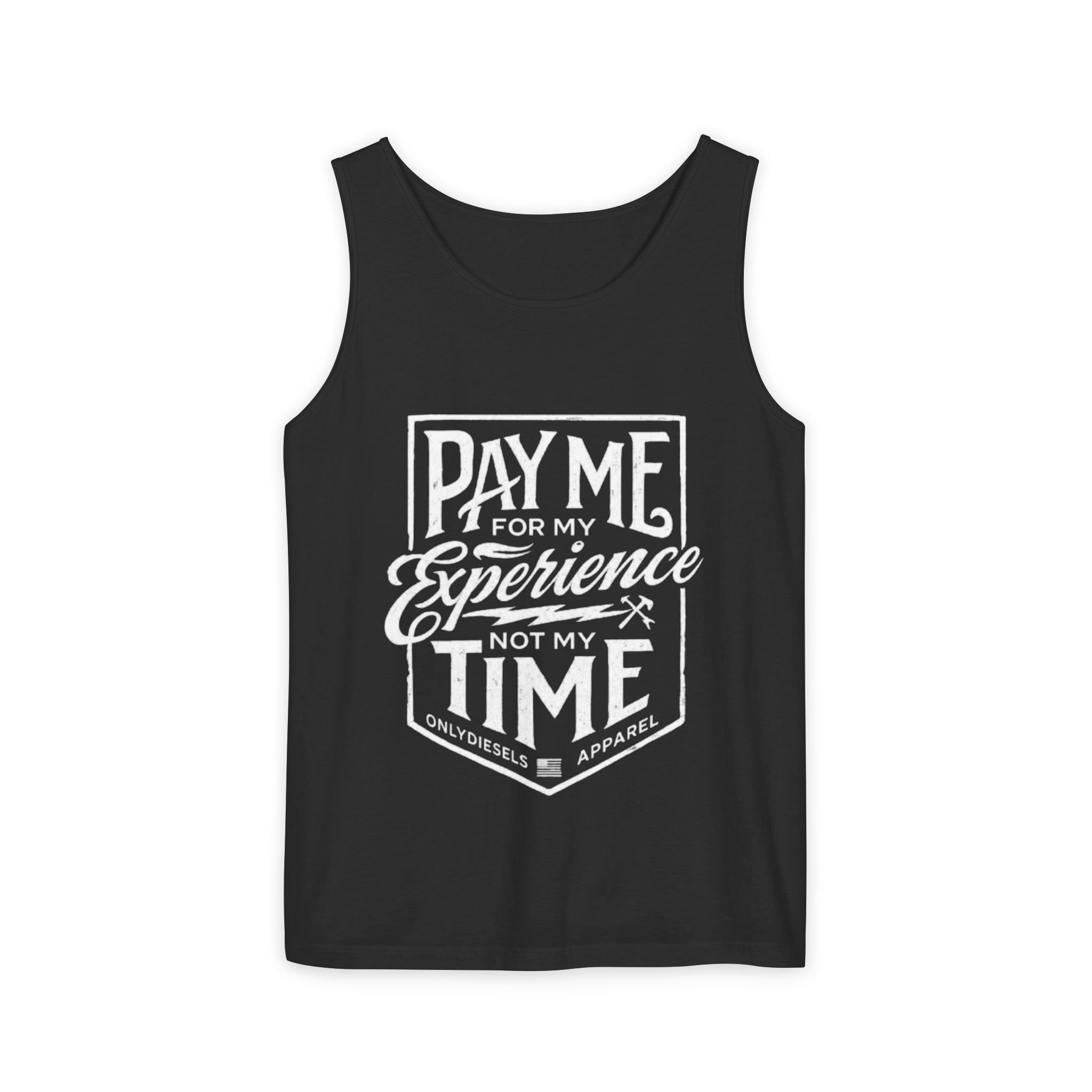 Pay Me For My Experience Tank Top — Funny Work Quote Sleeveless Tee - Image 2