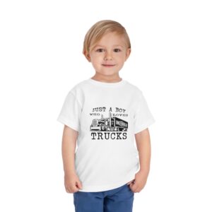 Toddler Tee — “Just a Boy Who Loves Trucks” Graphic Shirt